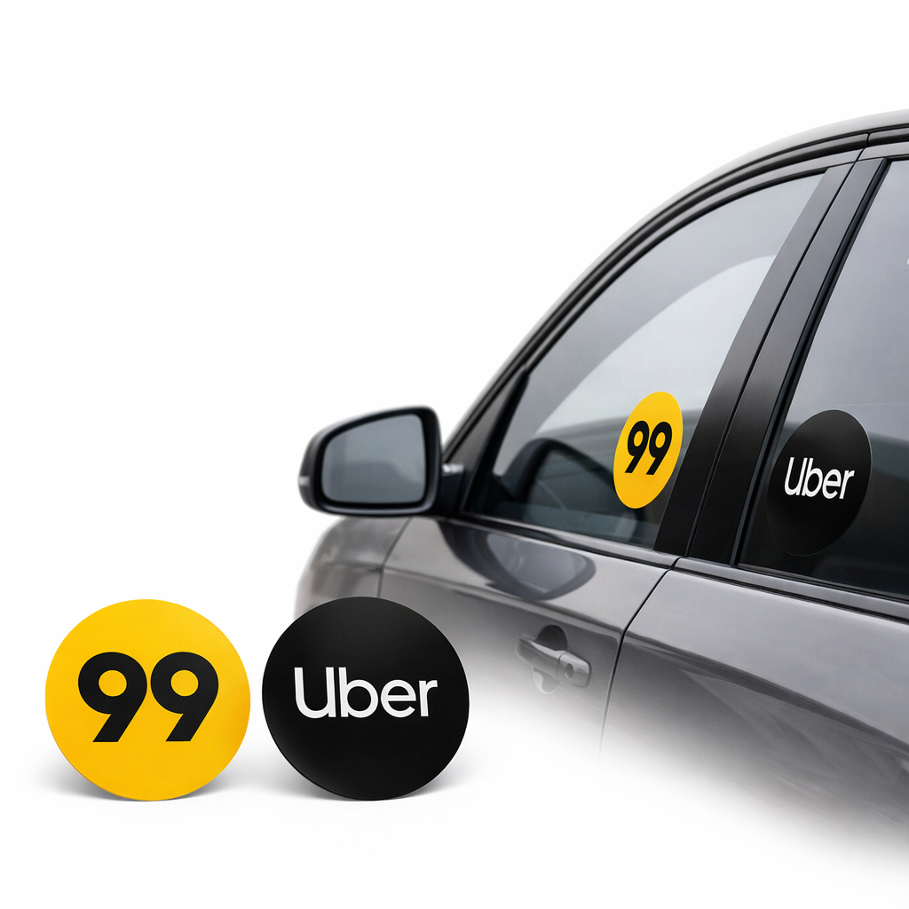 Adesivo Uber e 99 Kit 2 Unidades Motorista de Aplicativo 9x9cm Prova D'agua Adesivo Vidro Carro Para-brisa