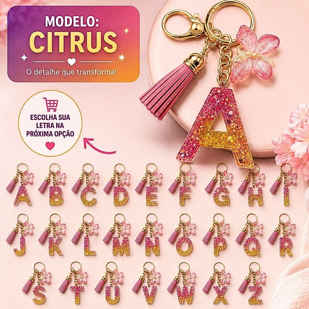 Kit Chaveiro Personalizado De Resina Lembrancinha Presente Borboleta Bolsa Chave Com Letras A-Z
