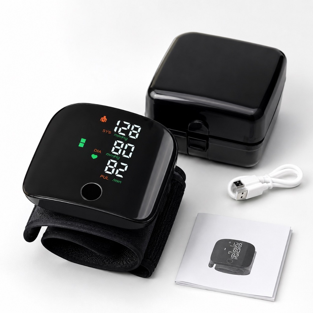 Aparelho Medidor De Pressão Arterial Digital De Braço Pulso Recarregável Usb Com Monitor Digital Led Compacto E Portátil
