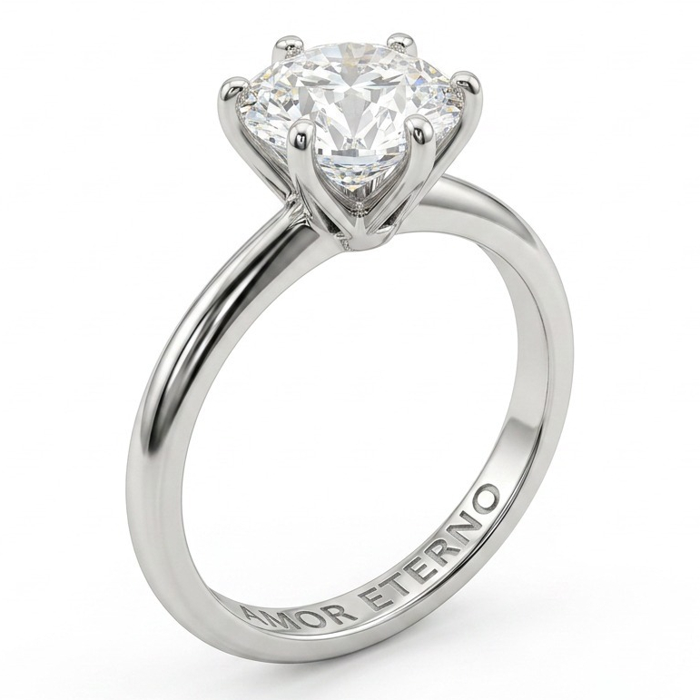 Anel Solitário Feminino Prata 925 Legítima Zircônia Premium 6mm Amor Eterno
