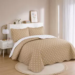 Colcha Cobre Leito Dupla Face Poá do Solteiro ao Super King Premium Luxo Com Porta Travesseiro