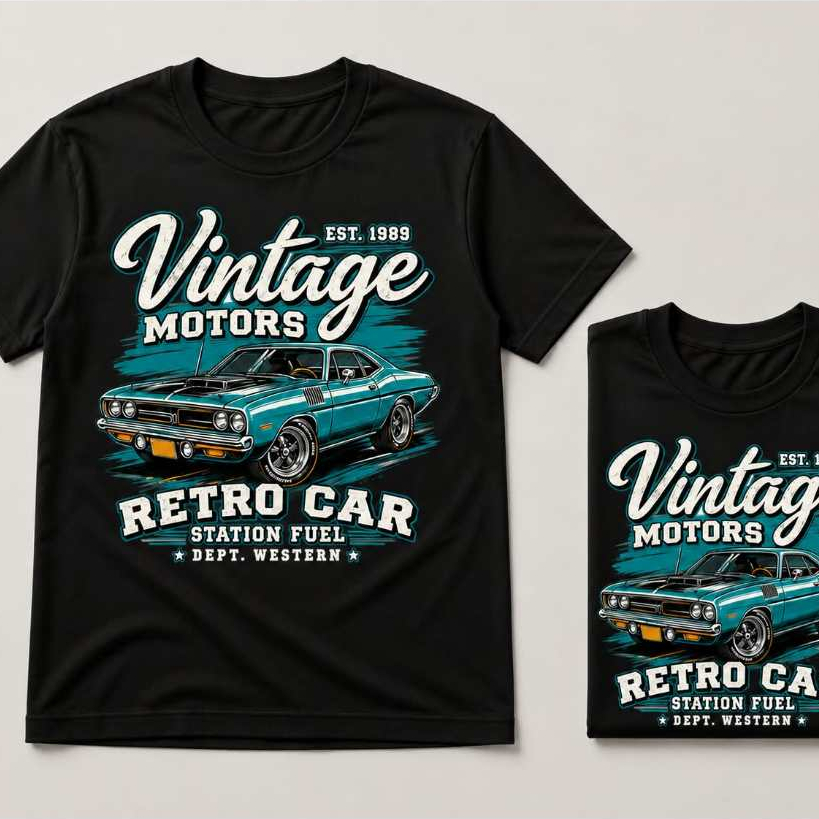Camiseta Masculina  Feminina Unissex Carros Vintage Estampada Leve Confortável Casual Básica T-Shirt Muscle Car