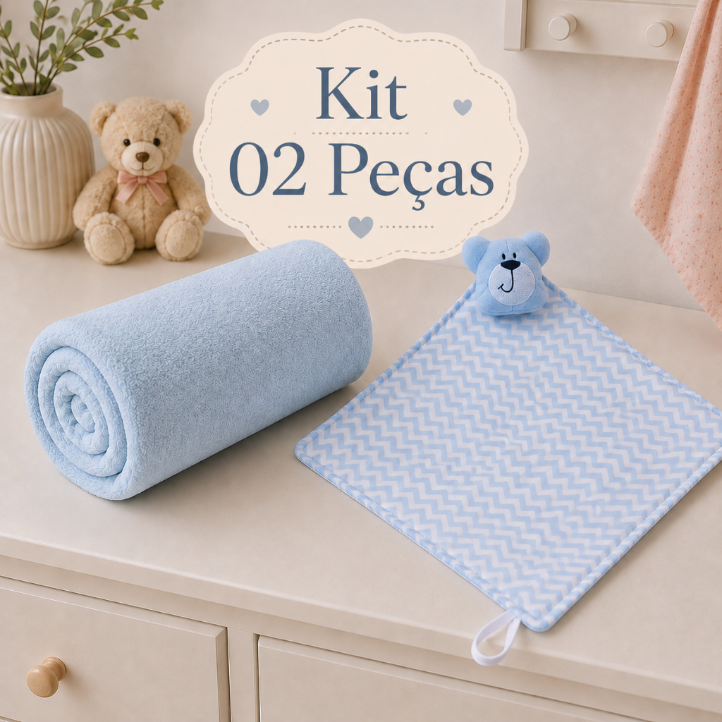 Kit Bebe Manta e Naninha Cheirinho 2 Peças Maternidade Menino Menina Macia Soninho