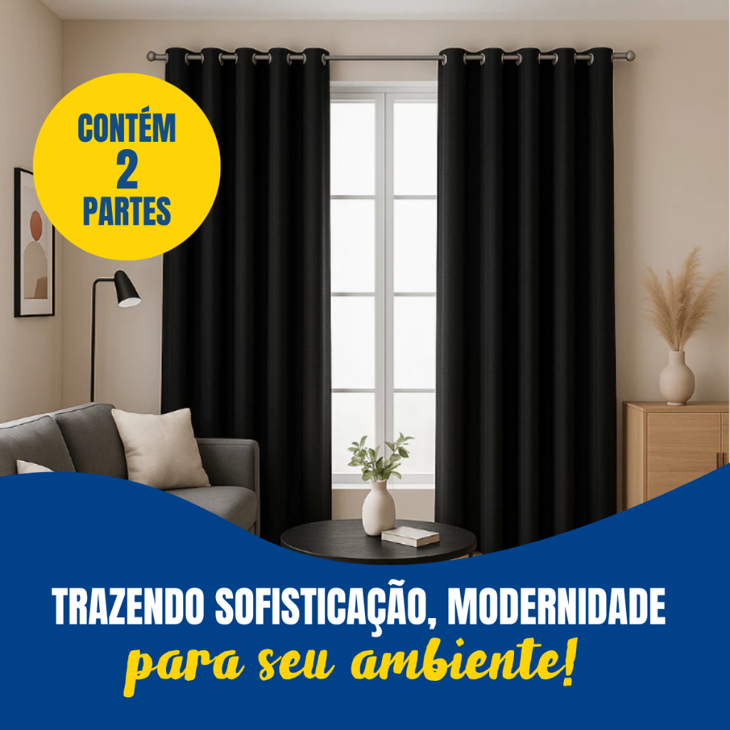 Cortina Blackout 100% PVC Blecaute Corta Luz Ilhós Cromado Decorativa Várias Cores Quarto E Sala — imagem 2 de 2