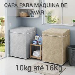 Capa Máquina de Lavar Flanelada M e G Branca Bege Brastemp Consul 10kg 11kg 12kg 16 kg