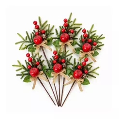 Kit Com 6 Azevinhos Galhos Decorados Natal LuvinCo
