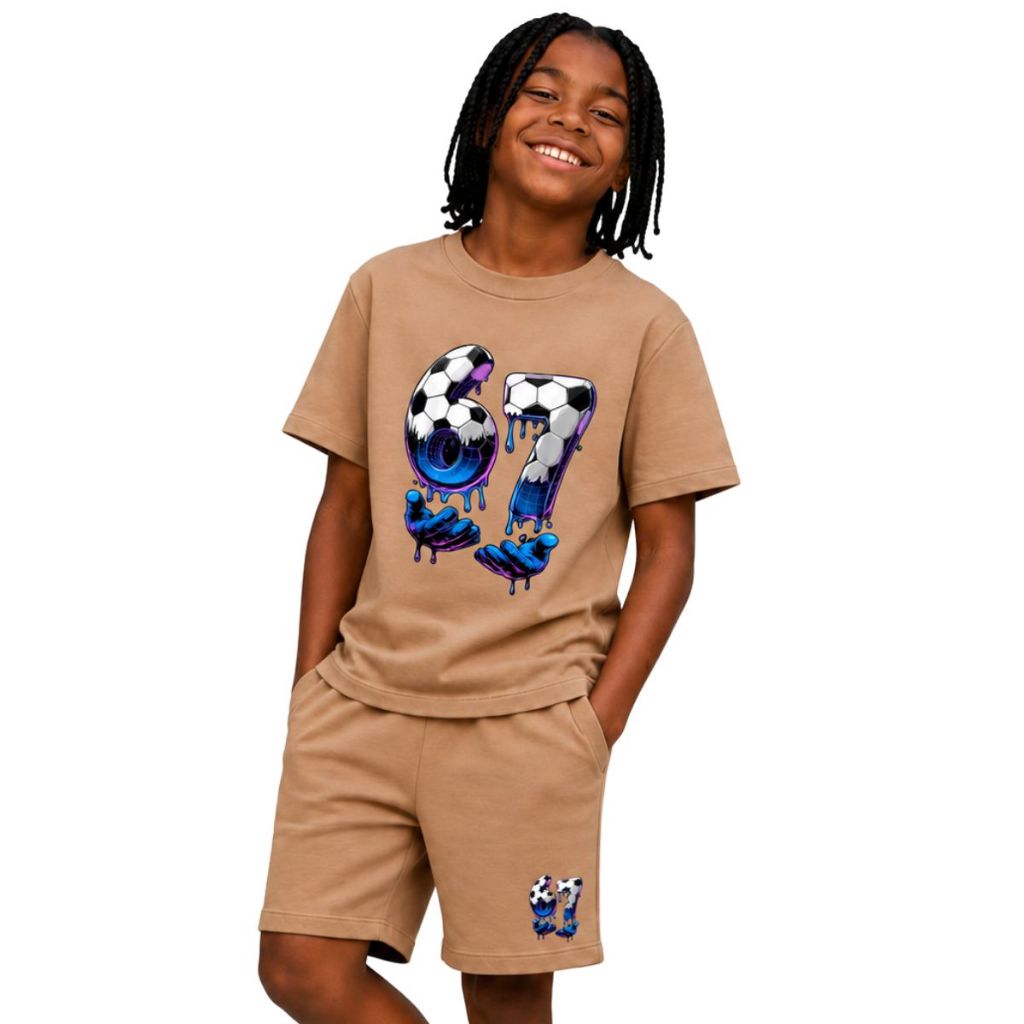 Conjunto Infantil Camiseta e Bermuda Suedine Estampado Confortável