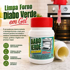 Limpa Forno Diabo Verde 250g Desincrustante Alcalino em Gel Dissolve Gorduras Fogão Grelha Chapa Fórmula Potente