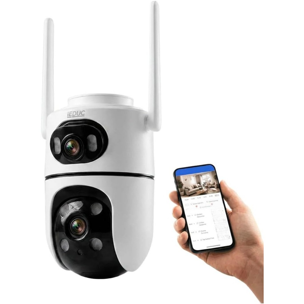Câmera de Segurança WiFi Externa Giro 355° Visão Noturna Áudio Bidirecional Alerta de Movimento App iCSee Branca