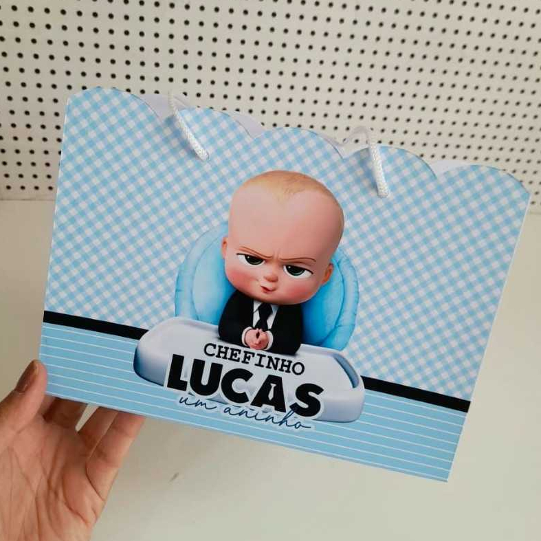 Sacolinhas Personalizadas Desmontadas tema O Poderoso Chefinho modelo nuvem lembrancinhas mimos sacola surpresa