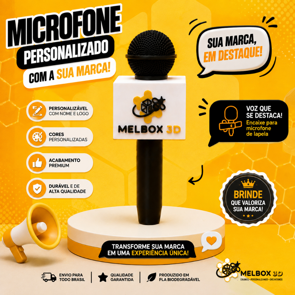 Suporte de Mão Adaptador com Canopla para Microfone Lapela Redondo Hollyland, Personalizado, Suporte Instagramável.