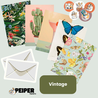 Cartão Postal Decorativo Vintage Botânico Premium Carta Aesthetic Planta Colagem Com Envelope Reciclato e Lacre Adesivo