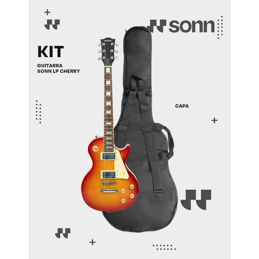 Kit Guitarra Les Paul SONN SLP-CB230 Cherry Burst + Capa Nylon Braco Colado 2 Humbuckers Ponte Fixa Tarraxas Blindadas — imagem 2 de 2