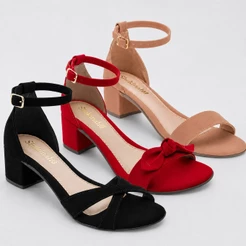 Kit 03 Pares Shekinah Sandália Feminina Saltinho Baixo Quadrado Novidade Macia