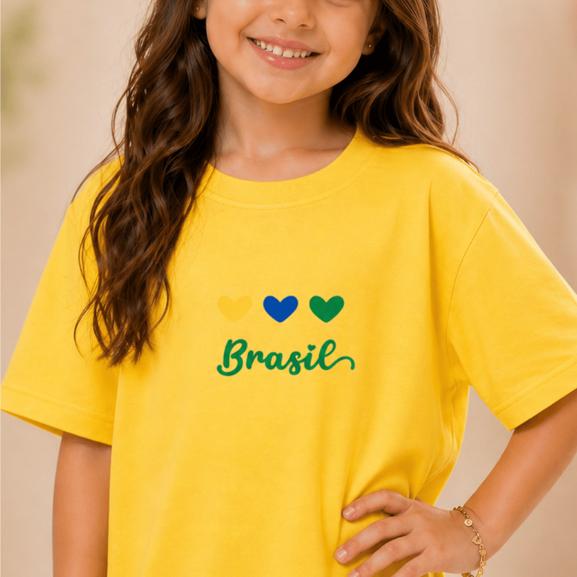 Camiseta do Brasil infantil juvenil feminina,blusa 100%algodão,blusinha criança adolescente modinha