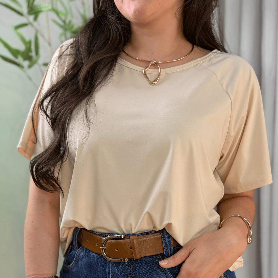 Blusa Feminina Poliamida Manga Curta Soltinha Leve Não Amassa P ao GG Casual Versatil Esporte