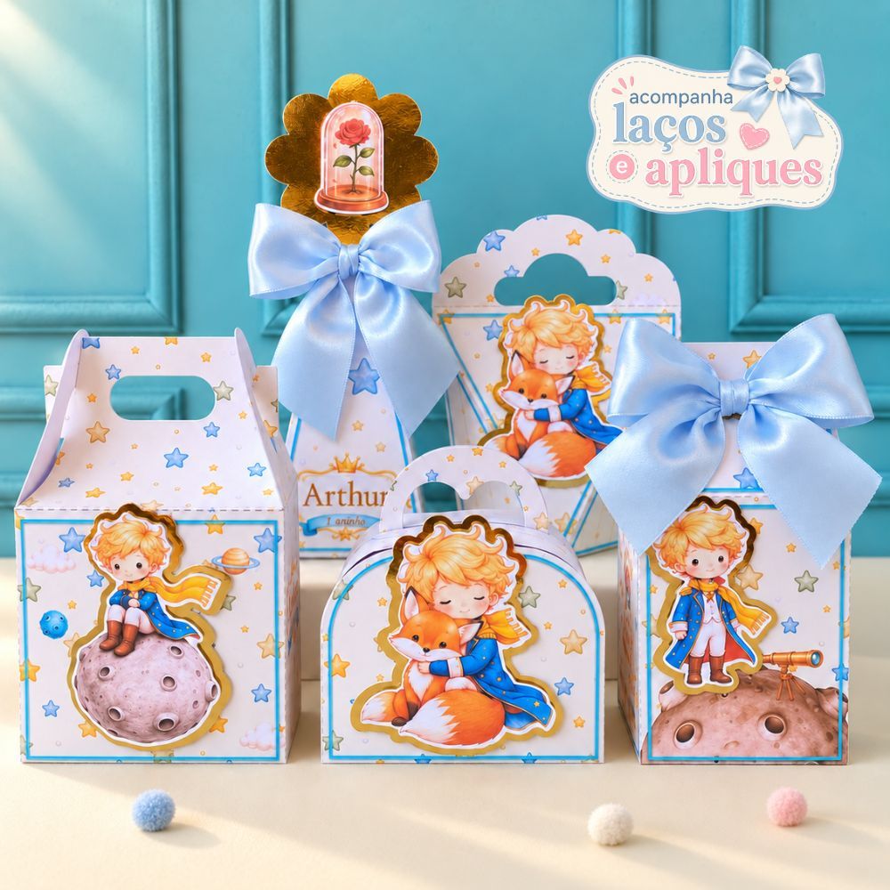 Kit caixinhas personalizadas, tema o pequeno príncipe, lembrancinhas para festas infantis, decoração aniversário