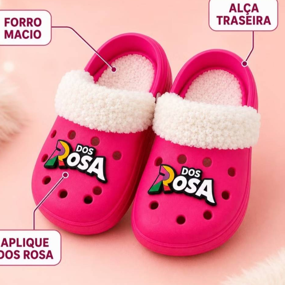 Babuche Sandália Pantufa Dos Rosa Menina