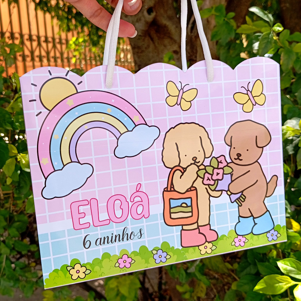 Kit Sacolinhas Personalizadas Bob Gud com Nome e Idade Lembrancinha Infantil