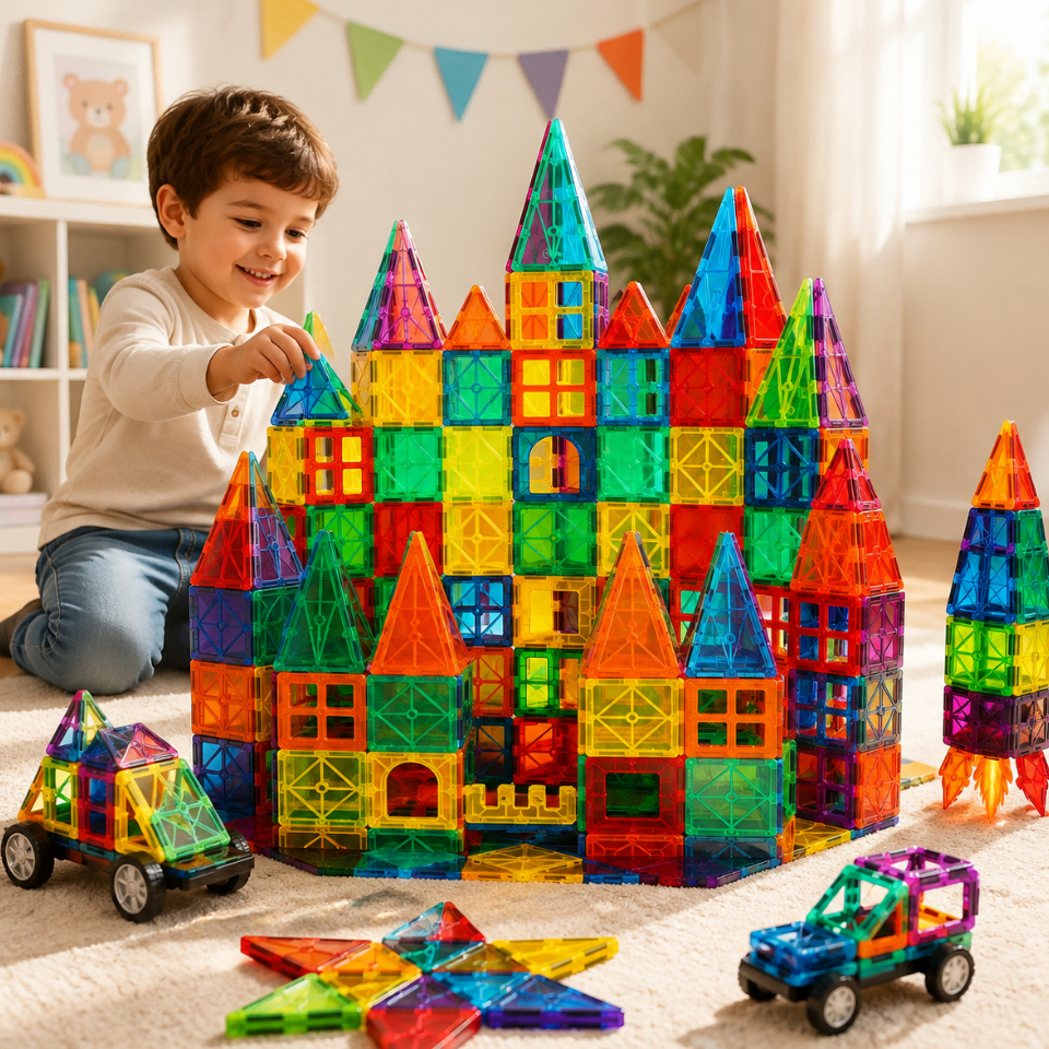 Brastoy Blocos de Montar Magnéticos Construção Brinquedo Infantil 65/130 pcs