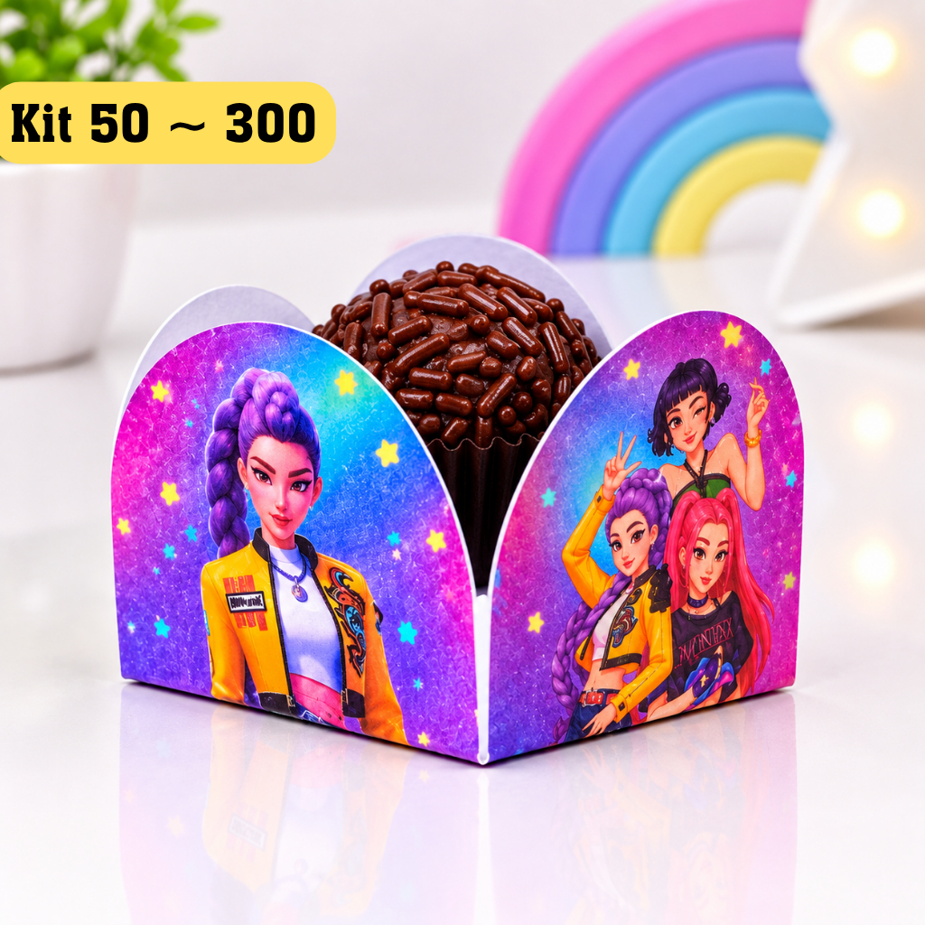 Forminha para Doces 4 Pétalas Guerreiras do KPOP | Forminhas de Doces | Aniversario GUERREIRAS DO K-POP