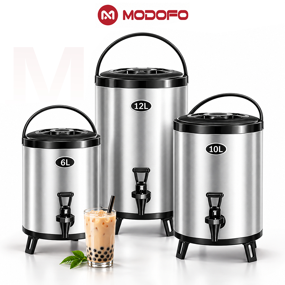 Botijão Garrafa Térmica Inox 304 6L 8L 12L com Torneira para Bebidas Quentes e Frias Ideal para Lojas de Bubble Tea