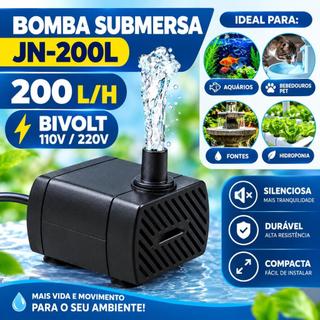 Bomba Submersa 200L/H 3W Silenciosa BIVOLT  para Aquário Fonte Bebedouro Pet