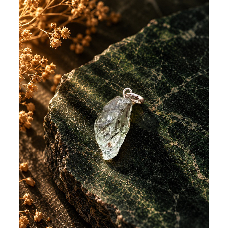 Pingente Pedra Natural Verde em Prata 925 Sofisticado