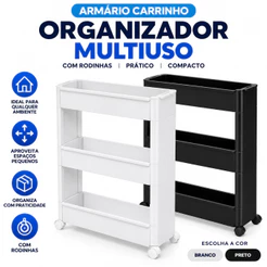 Armário Carrinho Organizador Multiuso com Rodinhas Banheiro Lavanderia Cozinha Quarto - Promoção