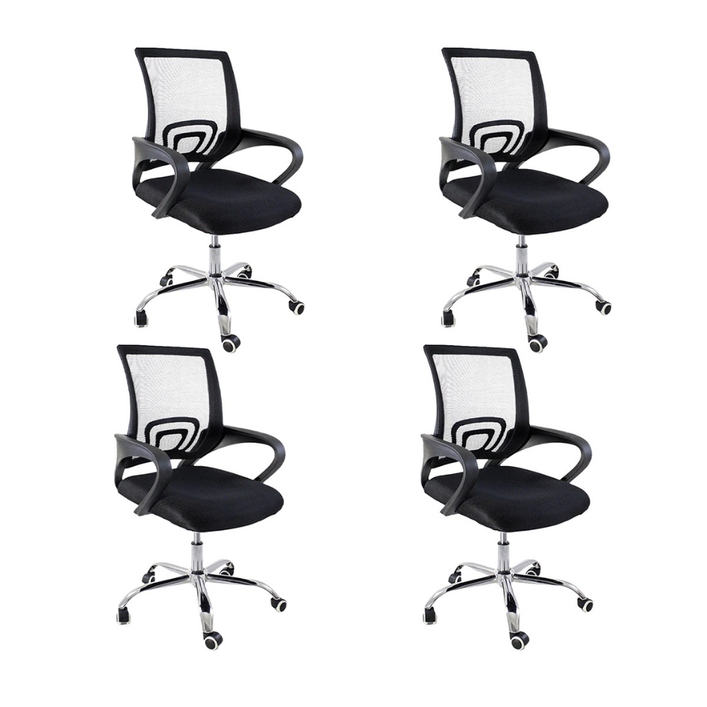 Kit 4 Cadeiras de Escritório Begônia Ergonômica Tela Mesh Apoio Lombar Ajuste de Altura Giratória Suporta até 120kg