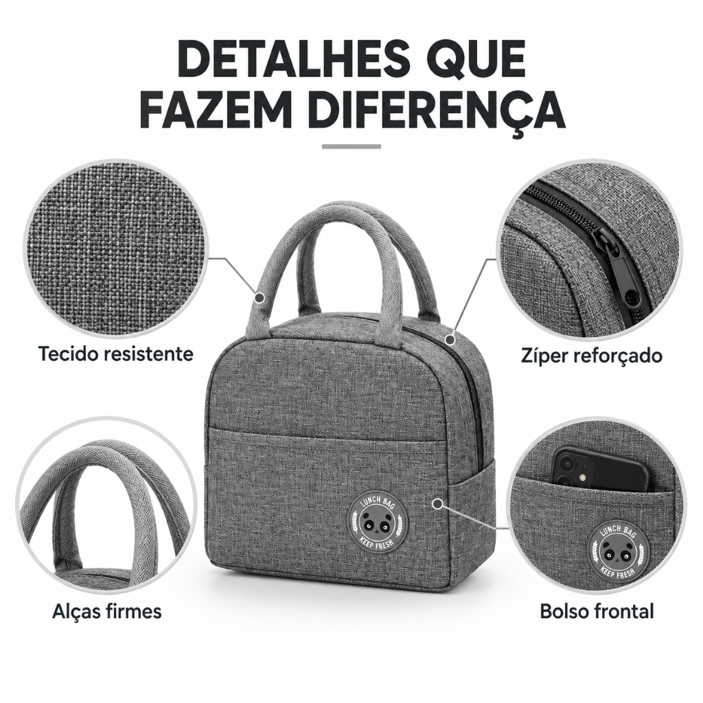 Kit 4 Bolsa Térmica Para Marmita Lancheira Porta Alimentos Portátil Trabalho Escola Viagem Academia