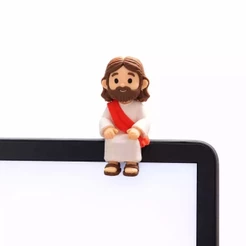 Mini Jesus Cristo sentado decoração enfeite.