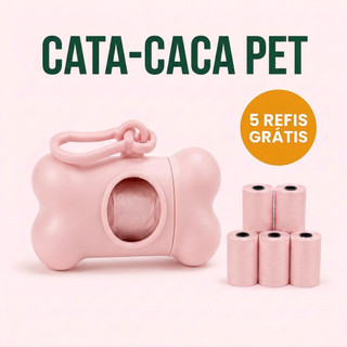 Kit Cata Caca Pet com 5 Refis Porta Saquinho Higiênico Passeio Cachorro e Gatos