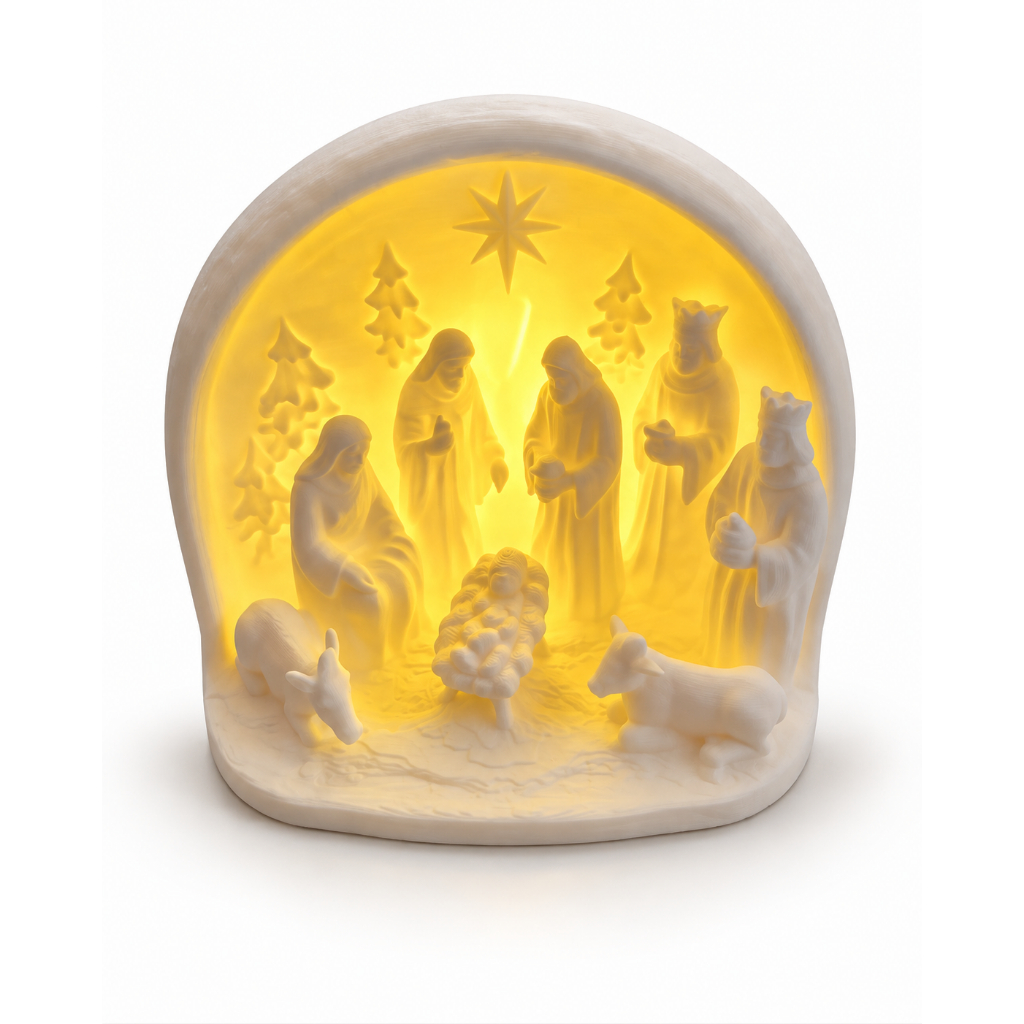Presépio De Natal 9cm Com Vela De Led