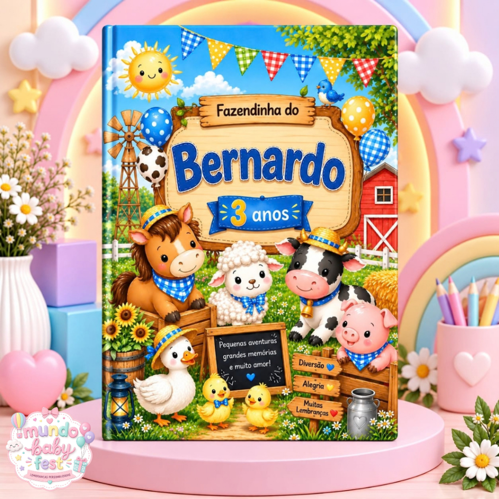 Livro de Colorir Fazendinha 10x15 Personalizado Lembrancinha Festa Infantil 10 a 40 unid