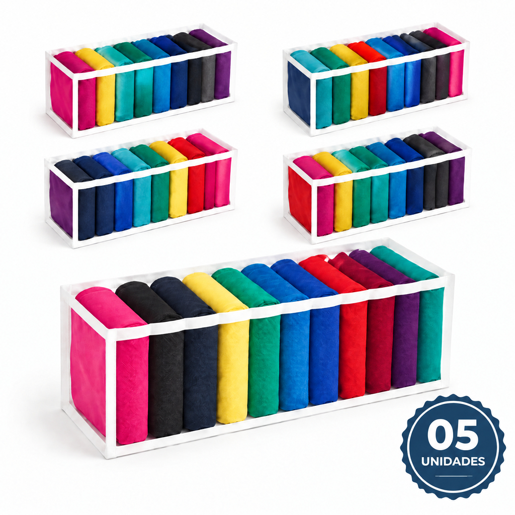 Kit 5 Colmeias organizadoras de gavetas com 10 divisórias para meias, roupas íntimas e fraldas