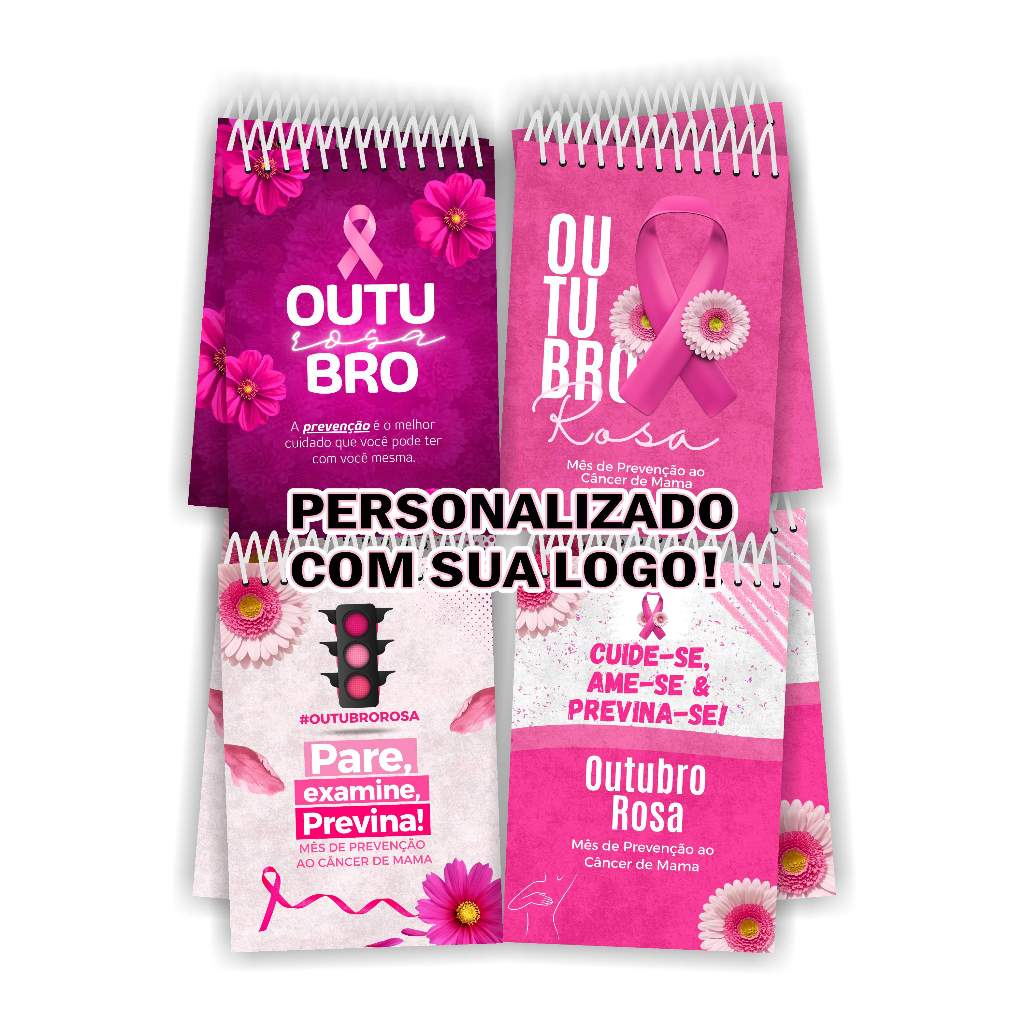 50 Bloquinho Outubro Rosa COM LOGO Brinde Lembrancinha 10x7cm