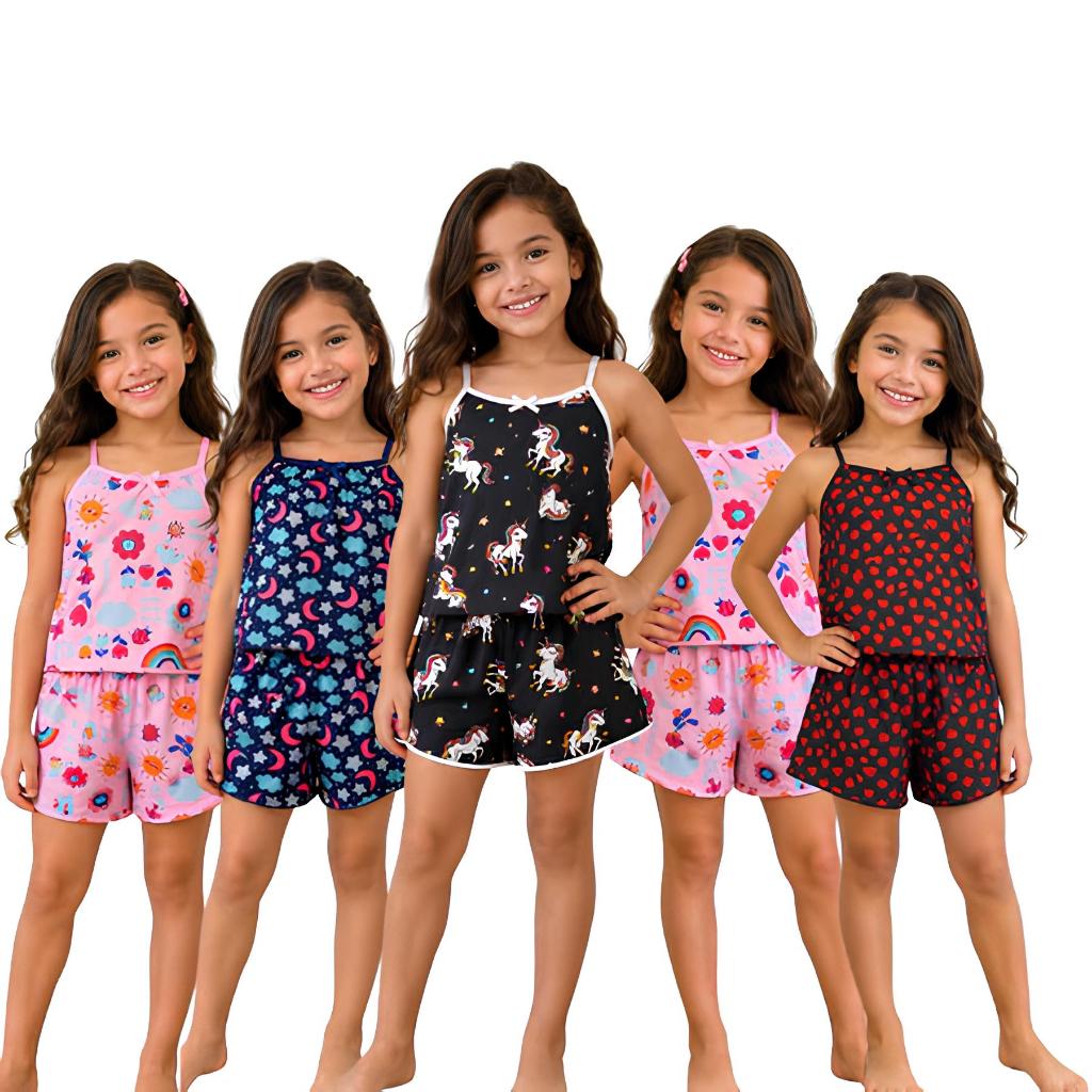 Kit Pijama INFANTIL Microfibra Baby Doll Estampado Personagens Confortável