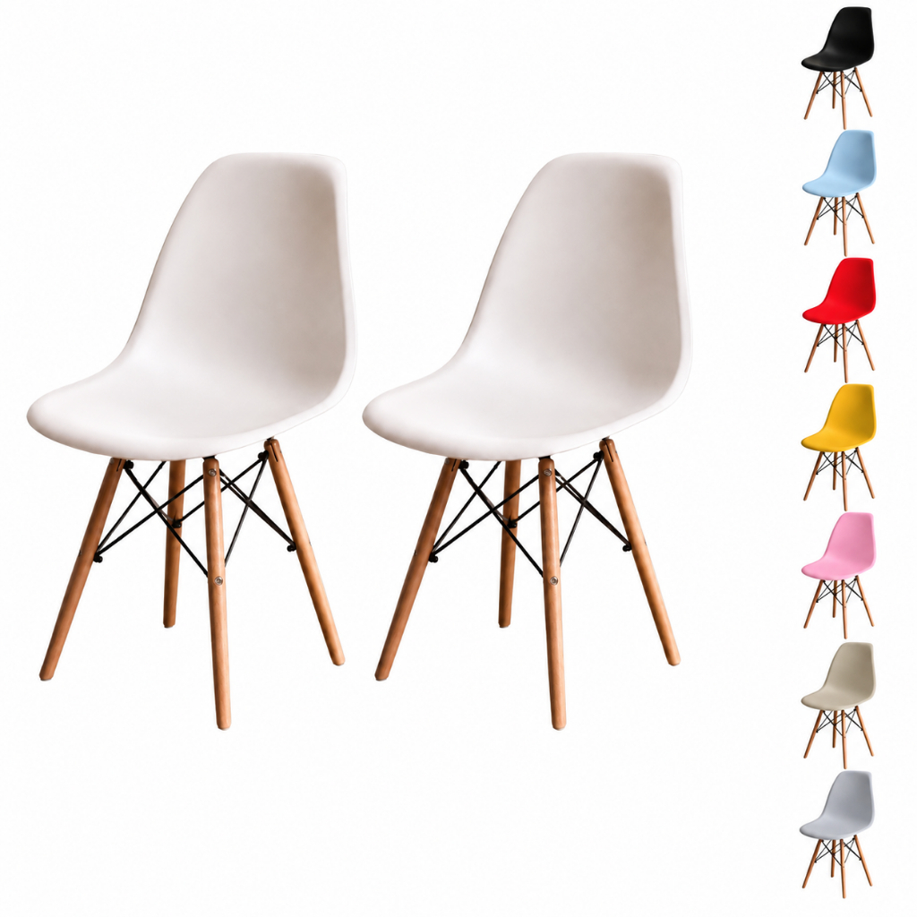 Kit 2 Cadeiras Eiffel Eames Pés De Madeira Sala Quarto Cozinha Escritório Moderna Design Premium