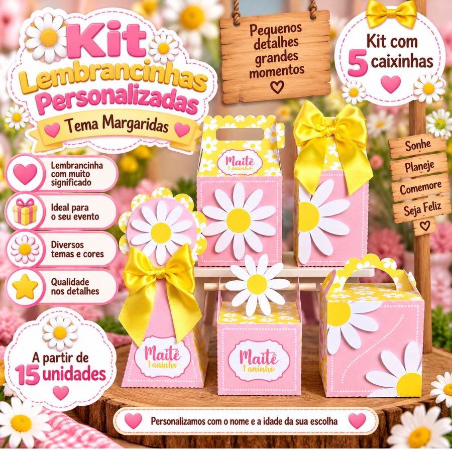 CAIXINHAS PERSONALIZADAS MARGARIDA 5 MODELOS