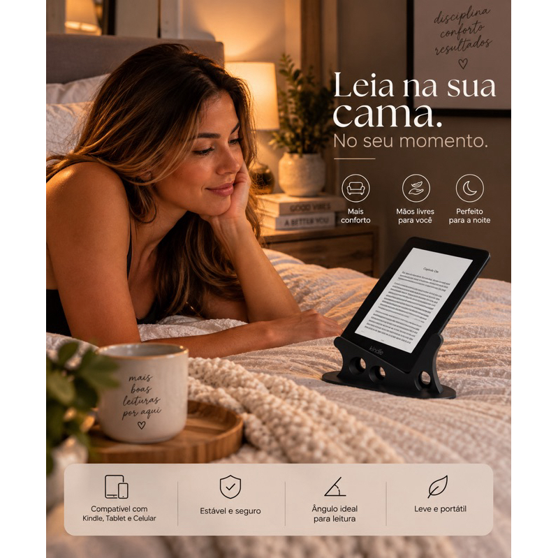 SUPORTE PARA KINDLE, TABLET E CELULAR | CONFORTO PARA LEITURA NA CAMA