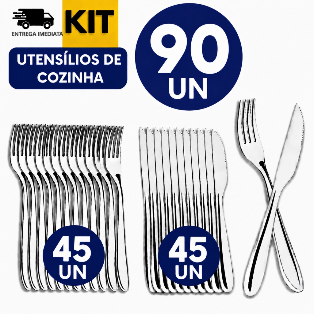 Talheres Cozinha Faqueiro Completo Prateado Aço Inox Restaurante Buffet Garfo Faca Profissionais Hotel Resistente