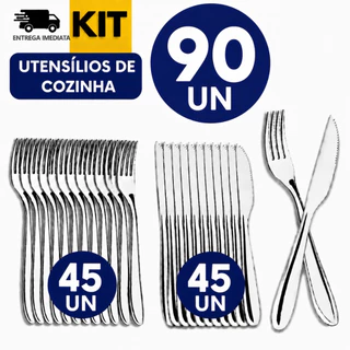 Talheres Cozinha Faqueiro Completo Prateado Aço Inox Restaurante Buffet Garfo Faca Profissionais Hot