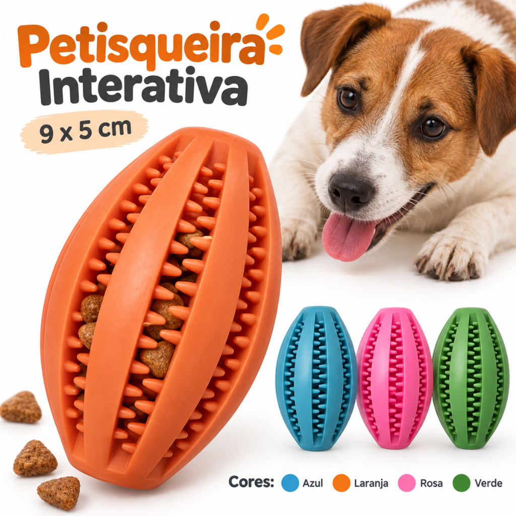 Brinquedo Mordedor Petisqueira para Cachorro com Petiscos Interativo Dispensador de Ração