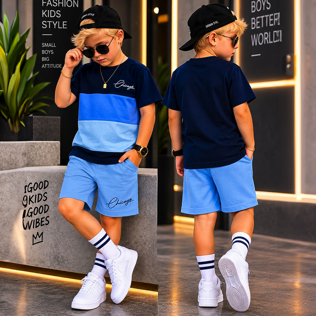 Conjunto Infantil Menino Juvenil Lançamento Juvenil Verão Premium Camisa  Bermuda Veste Do 2 ao 12 anos