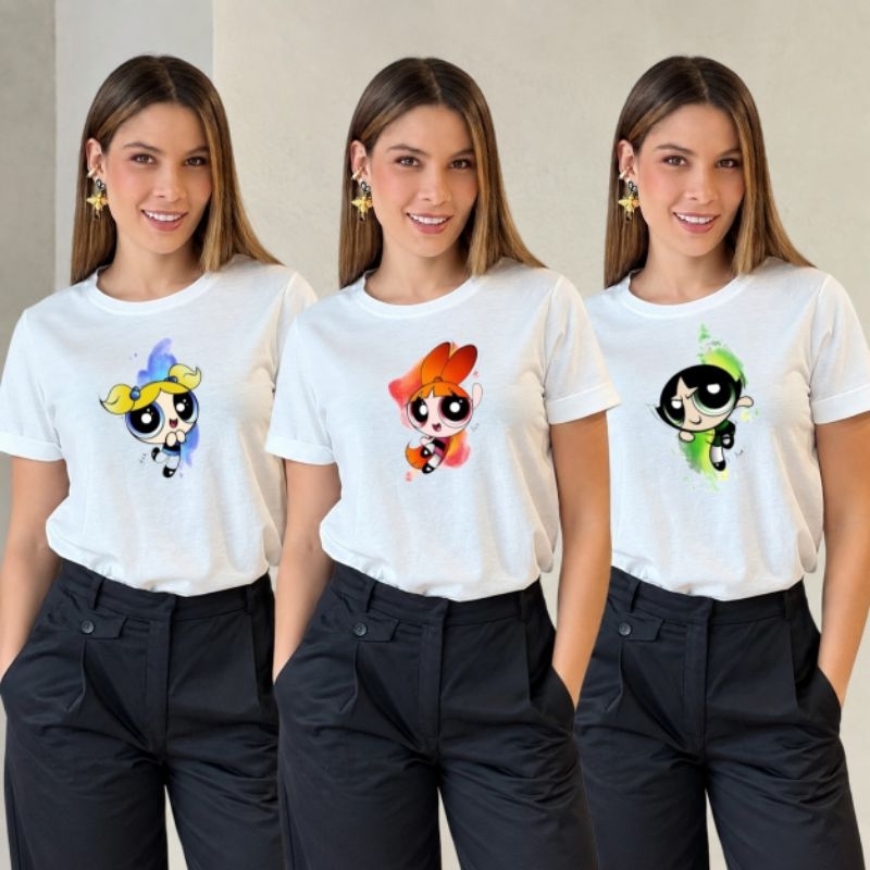 Kit 3 Camisetas Feminina Estampada Meninas Superpoderosas.