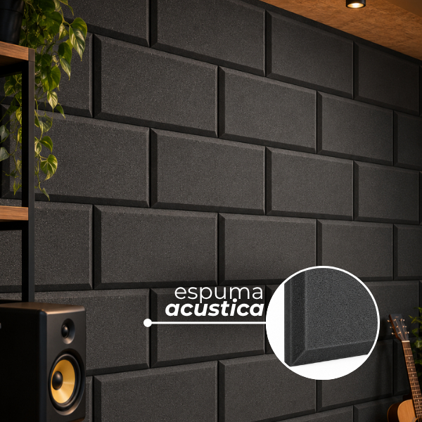 Kit 10 Espuma Acústica Lisa 50x25x2cm p/ Estúdio Controle Sonoro Tratamento Acústico Cinza Grafite — imagem 2 de 2