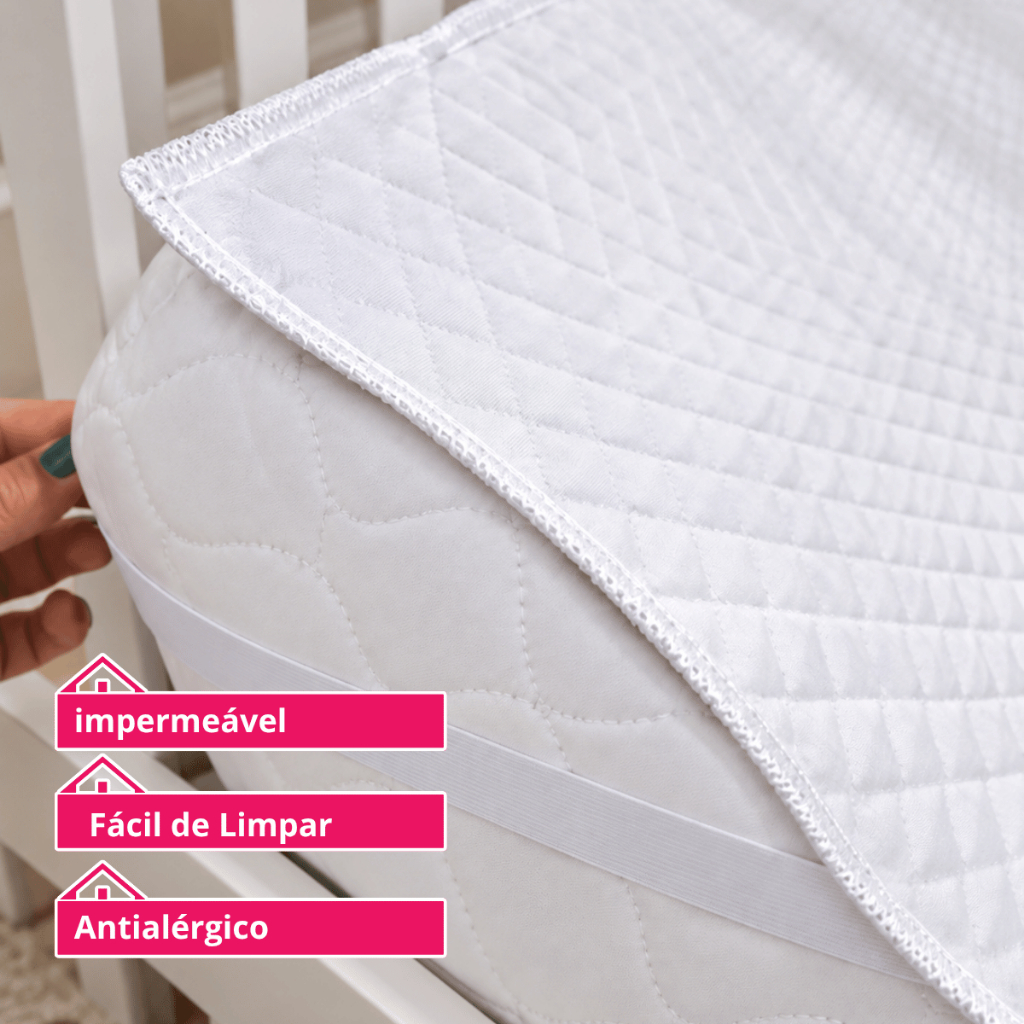 Protetor de Colchão Impermeável Mini Berço Capa Com Elástico 90x40cm Varias Cores Para Cama Bebê Infantil RN — imagem 2 de 2