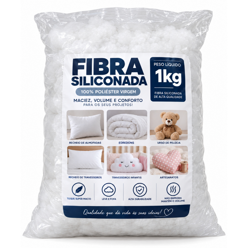 1 Kg Fibra de Silicone Pura 100% Virgem de Enchimento de Travesseiros e Almofadas — imagem 2 de 2