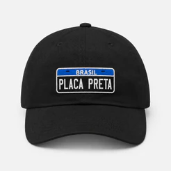Boné Masculino Placa Preta Brasil Aba Curva Unissex Ajustável